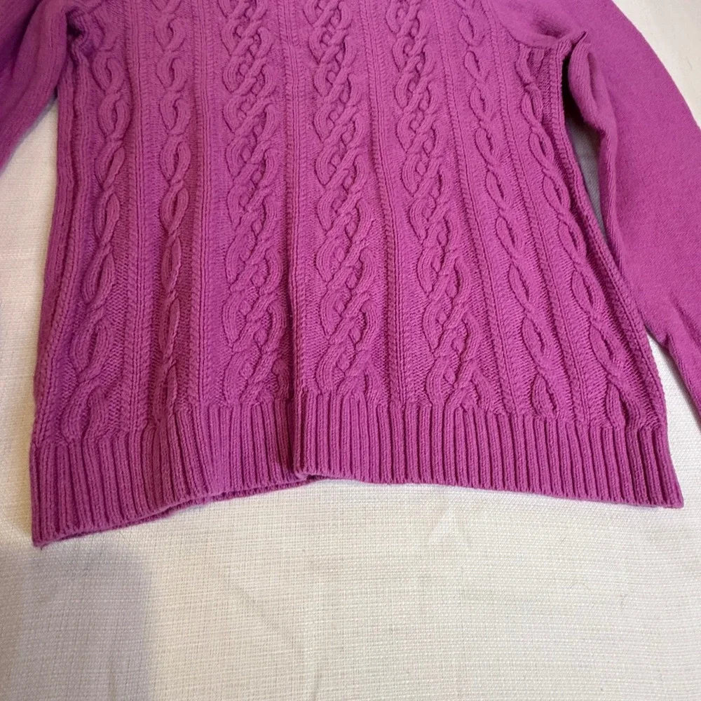 Lands End Cable‎ Knit Sweater Pink Crew Neck Long Sleeve Women's Size S